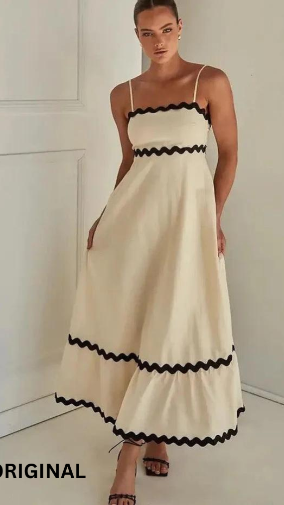 ✨ فستان بتصميم مخطط أنيق - 🖤🤍